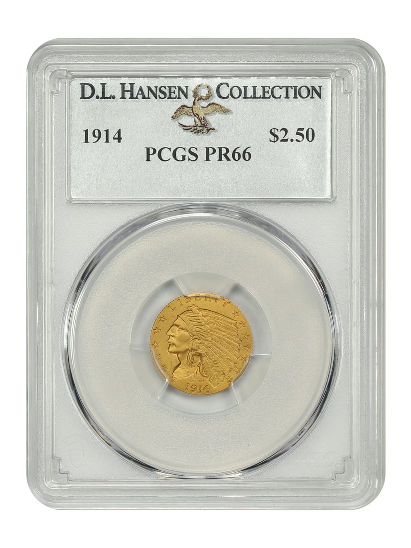 1914 $2.50 PCGS PR66 ex: D.L. Hansen - Indian $2.5 - Stunning Sandblast Proof: 1914 $2.50 PCGS PR66 ex: D.L. Hansen - Indian $2.5 - Stunning Sandblast Proof Exceptional 1914 2 50 Hansen Indian available for auction. Review complete item specifications below for detailed