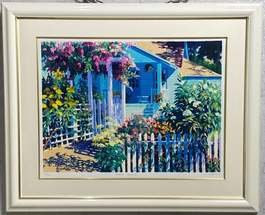 Julian Askins Original Lithograph Art Print is Signed and Framed for Summer Days (1 of 9)
