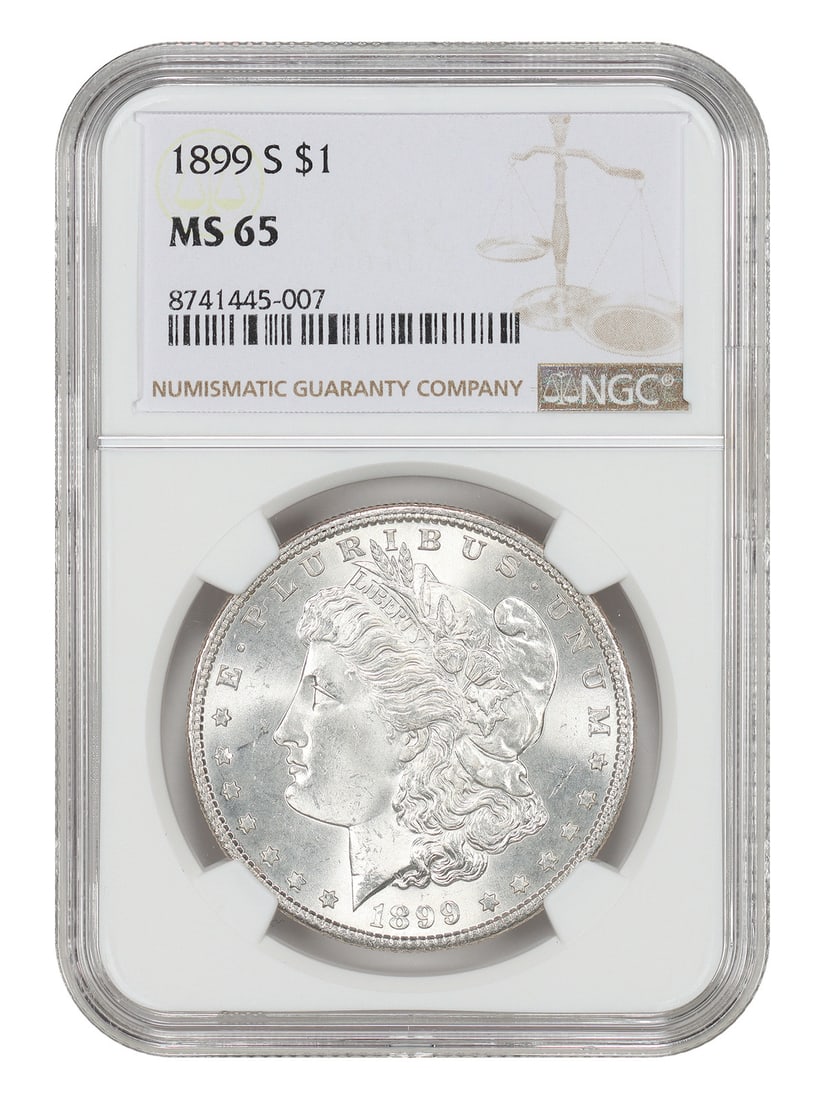Morgan Dollar 1899-S $1 MS65: Morgan Dollar 1899-S $1 MS65 A rare and highly sought-after Morgan Dollar, the 1899-S is a true numismatic treasure. Certified MS65 by NGC, this uncirculated coin boasts stunning strike quality and is