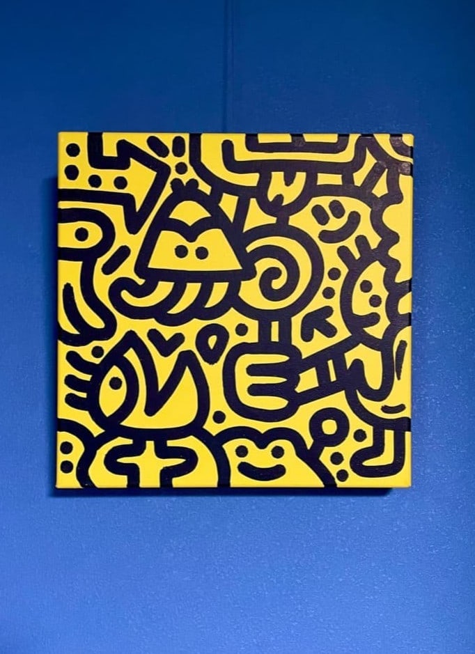 Mr Doodle Original Painting 2019 Rainbow Acrylic Canvas Signed UK Artist (1 of 5)