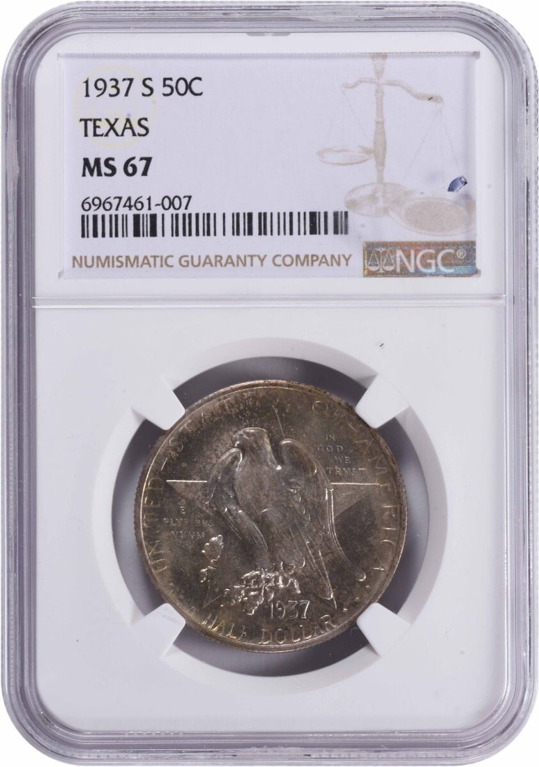 Texas Commemorative Silver Half Dollar 1937-S MS67 NGC (1 of 3)
