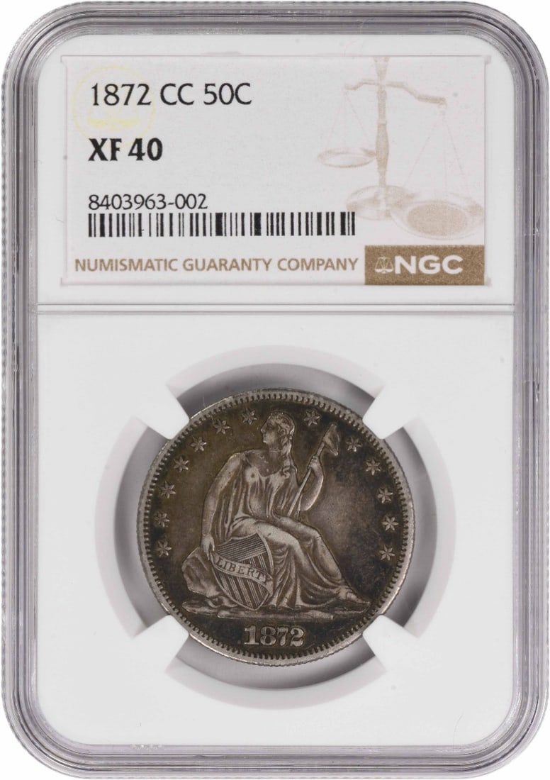 1872-CC Liberty Seated Silver Half Dollar EF40 NGC (1 of 3)