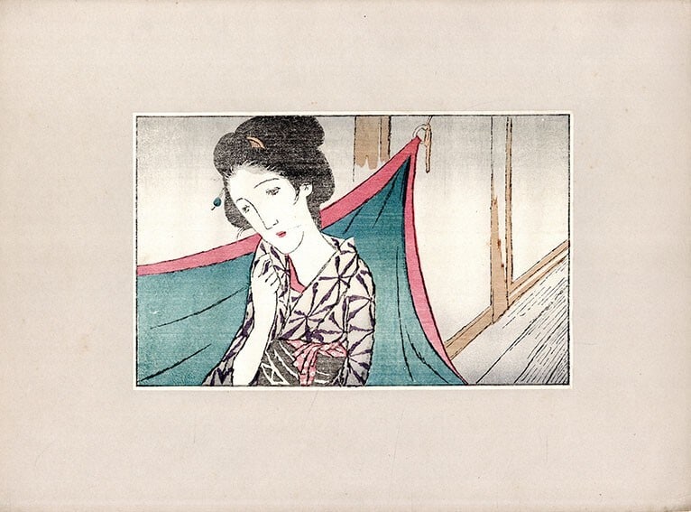 Yumeji Takehisa Japan Woodblock Prints "The Ghost of Omitsu" Woman Kimono 1924 (1 of 1)