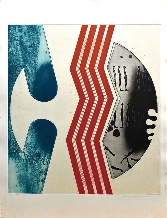 Yukio Fukazawa Copperplate print "Walking in the City" Human Red line 1969: Yukio Fukazawa Copperplate print "Walking in the City" Human Red line 1969 Experience the vibrant energy of Tokyo in 1969 with Yukio Fukazawa's stunning Copperplate print, "Walking in the City". This