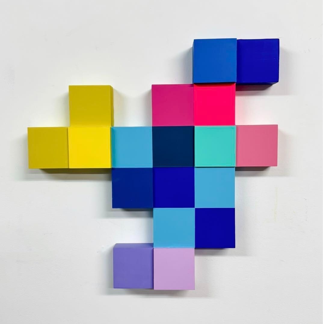 Makers Space "stay pixelated" Unique Work Acrylic on custom panel Pixel-18H0 (1 of 2)