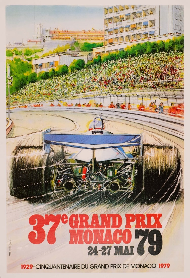 Vintage race poster of Alain Giampaoli from Monaco Grand Prix 1979 (1 of 4)