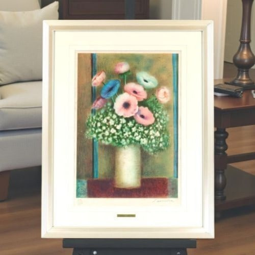 Angelina Lavernia Lithograph Flowers Anemone Gypsophila Signed (1 of 10)
