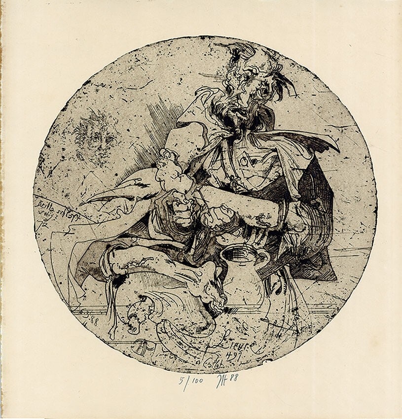 Horst Janssen Copperplate Print The Work Limited 100 24.824.8cm 1988 (1 of 1)