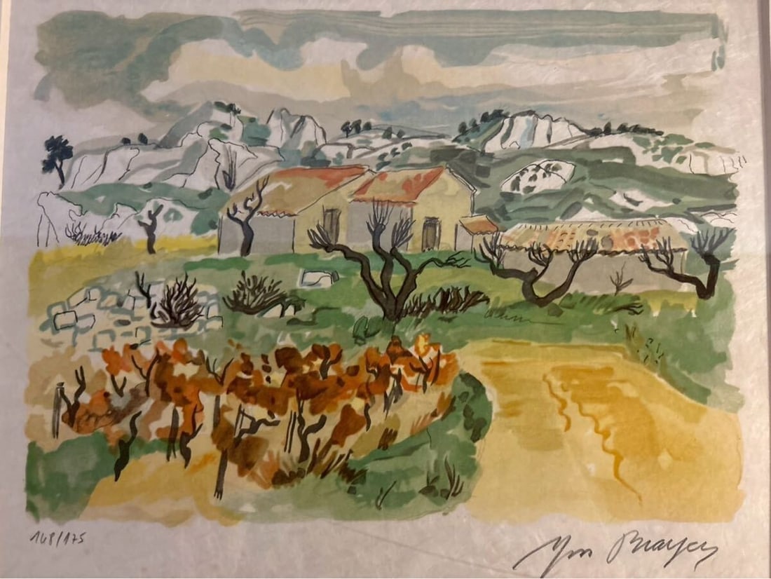 Yves Brayer Signed Limited Edition Farmhouse Landscape Provence Lithograph (1 of 8)