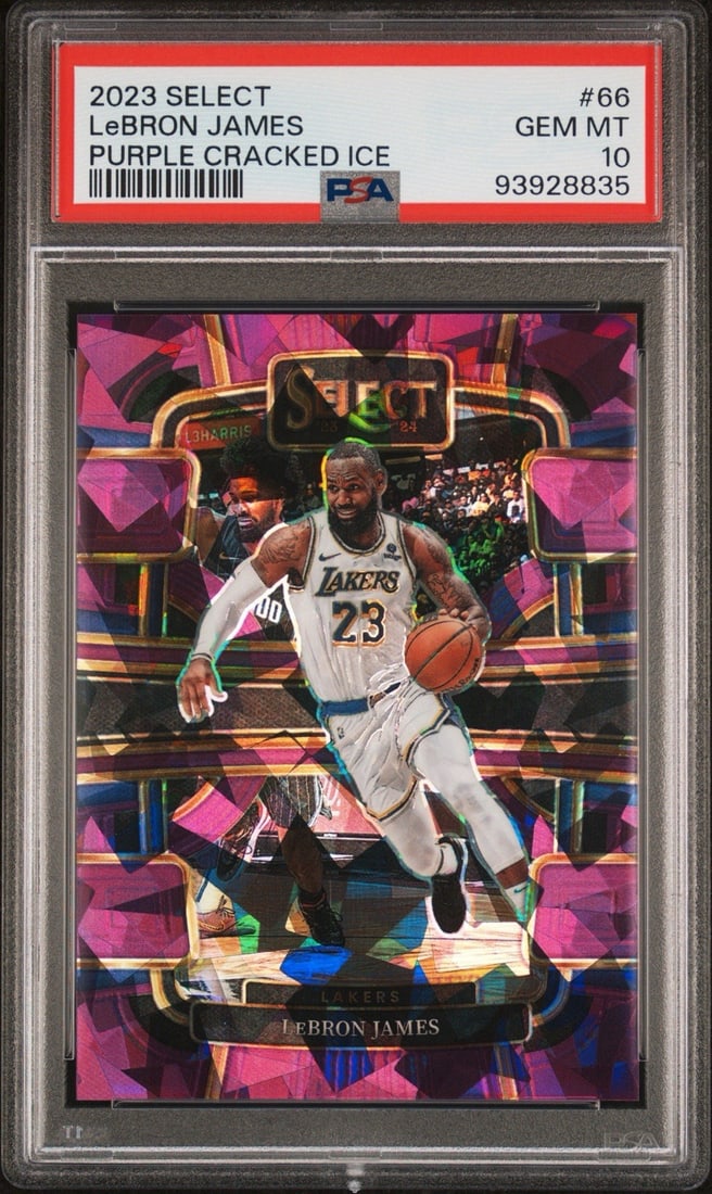 2023 PANINI SELECT LEBRON JAMES #66 PURPLE CRACKED ICE/ 99 PSA 10 (1 of 3)