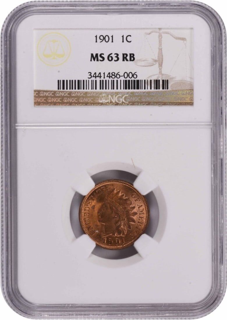 1901 Indian Cent MS63RB NGC (1 of 1)