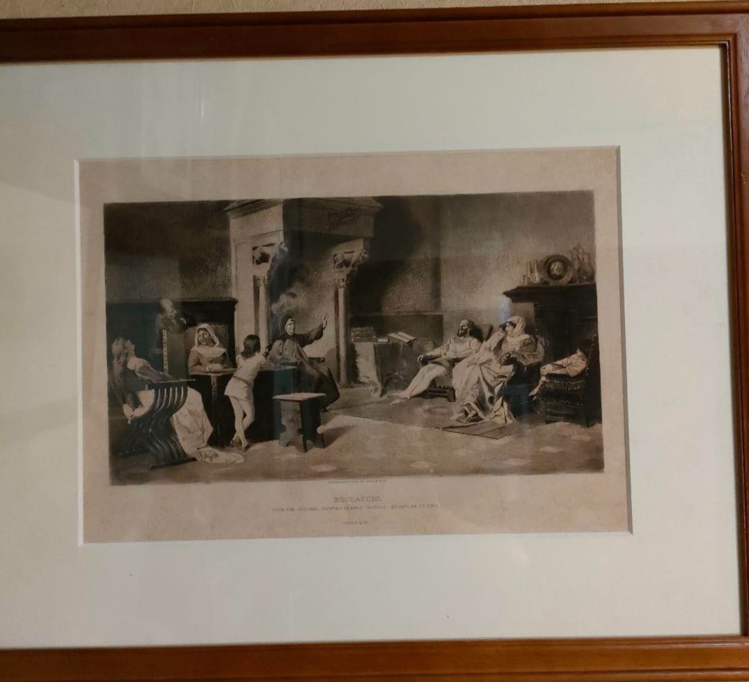 Antique etching by J.S. King Gebbie & Co. after Boccaccio and Amos Cassioli.: Antique etching by J.S. King Gebbie & Co. after Boccaccio and Amos Cassioli. Exceptional Antique King Gebbie Co Boccaccio available for auction. Review complete item specifications below for detailed