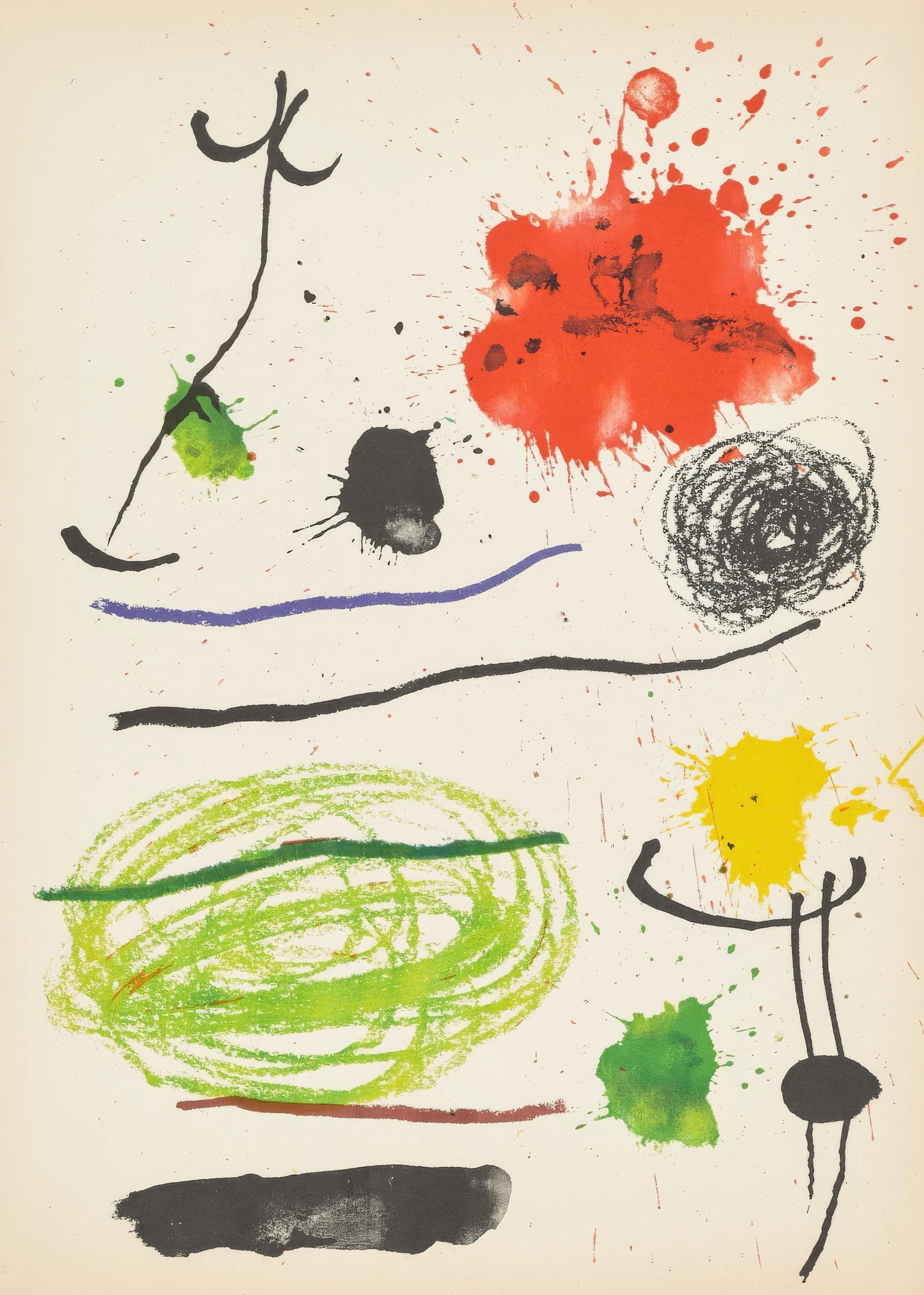 Miro Joan lithograph recent unpublished work 1964: Miro Joan lithograph recent unpublished work 1964 Experience the poetic abstraction of Joan Miro's Sans titre, a 1964 lithograph from his album Miro, Obra Inedita Recent. Printed by Maeght Editeur in