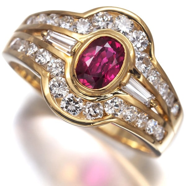 Tasaki Ring Ruby 0.88Ct Diamond 1.00Ct Us7.5-7.75 18K 750 Yellow Gold (1 of 6)