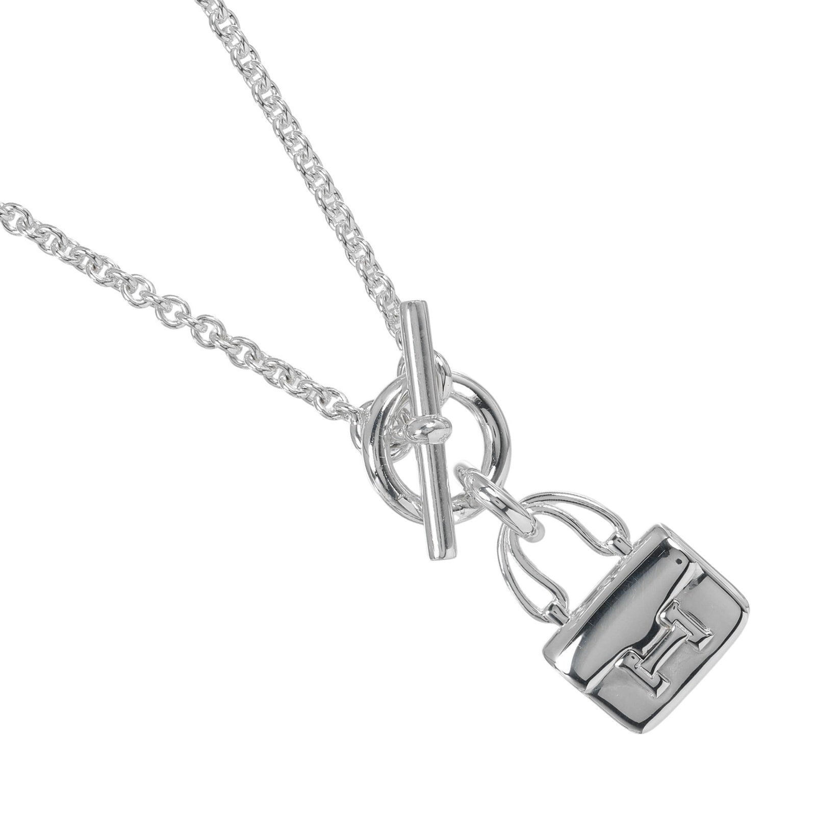 Hermes Herms Amulet Constance Necklace, 925 Sterling Silver, Approx. 12.5g, Women's (1 of 8)