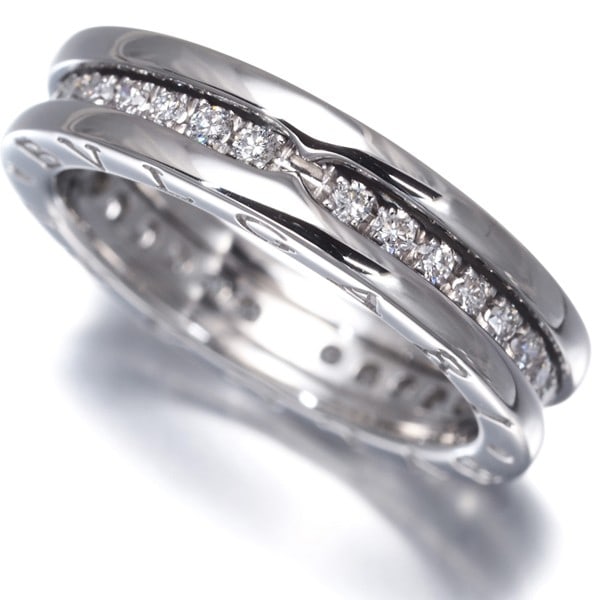 Bvlgari White Gold 18K Diamond Ring Xs Eu53 B.Zero1: Bvlgari White Gold 18K Diamond Ring Xs Eu53 B.Zero1 A stunning BVLGARI 18k white gold diamond ring, crafted with exceptional attention to detail and featuring a natural diamond as its crowning glory,