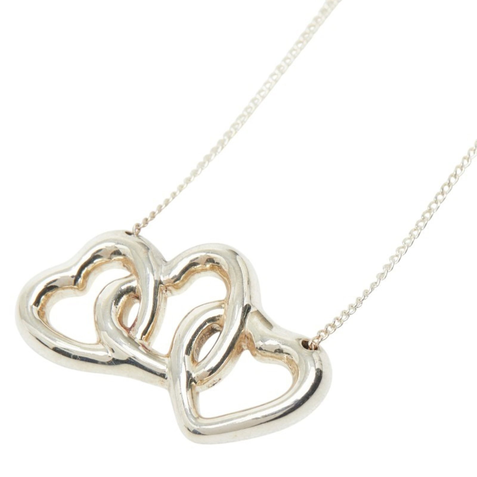 Tiffany & Co. Triple Heart Necklace, SV925 Silver, Women's.: Tiffany & Co. Triple Heart Necklace, SV925 Silver, Women's. A stunning Tiffany & Co. Triple Heart Necklace in sterling silver (925) adorns the neck with its elegant design, featuring a 15.2mm x