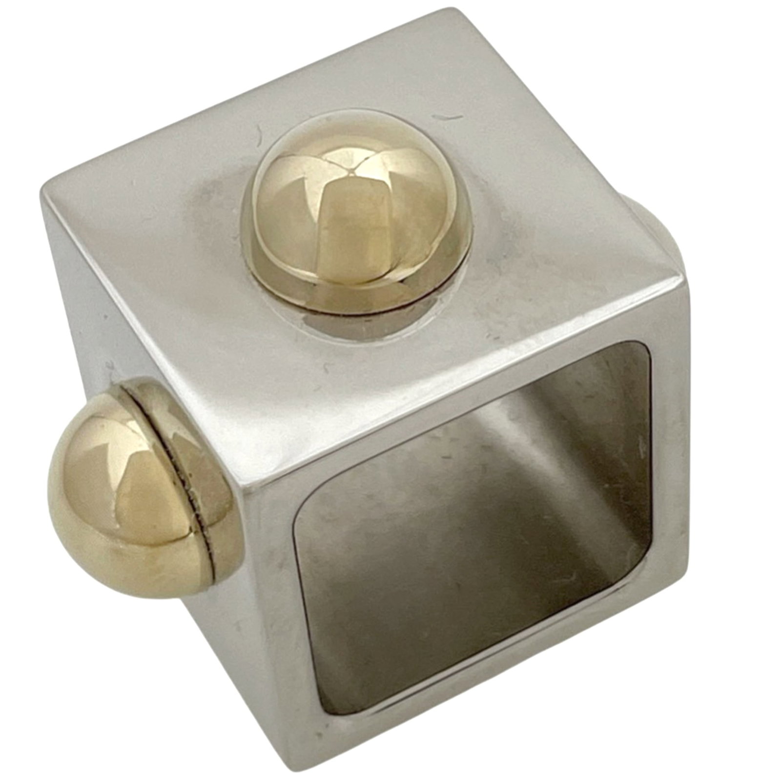 Hermes Collier de Chien Cube Scarf Ring - Holder, Square Ring, Metal, Silver, Gold, Women's (1 of 4)