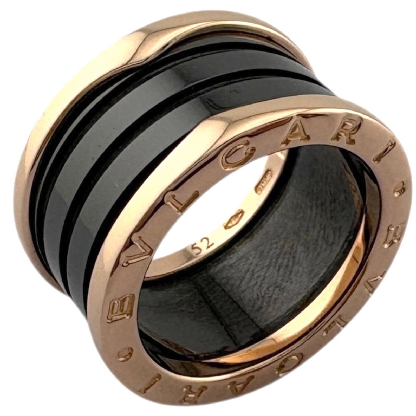 Bvlgari Bulgari B-zero.1 4-band black ceramic ring, 1, 18k gold, women's, pre-owned. (1 of 7)