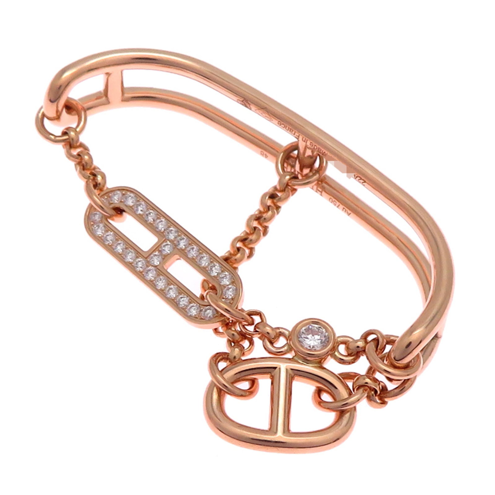 Pink Gold 18K Hermes Ring Band: Pink Gold 18K Hermes Ring Band A beautiful 18K pink gold ring band from the iconic French fashion house Hermes, crafted with attention to detail and understated elegance. With its subtle pink hue and