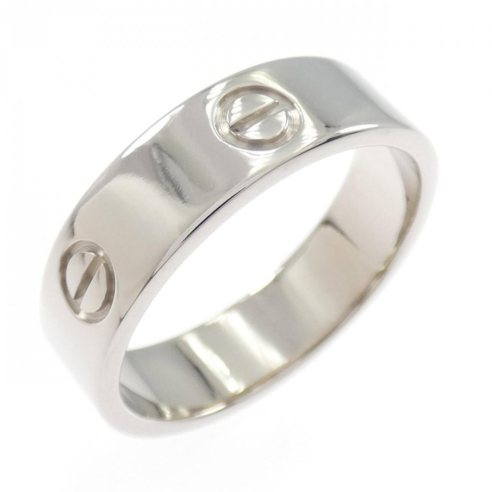 Cartier white gold ring band: Cartier white gold ring band A 18K white gold Cartier band ring with a classic design, this piece boasts elegant simplicity and sophistication. With some minor signs of wear, it remains in very good