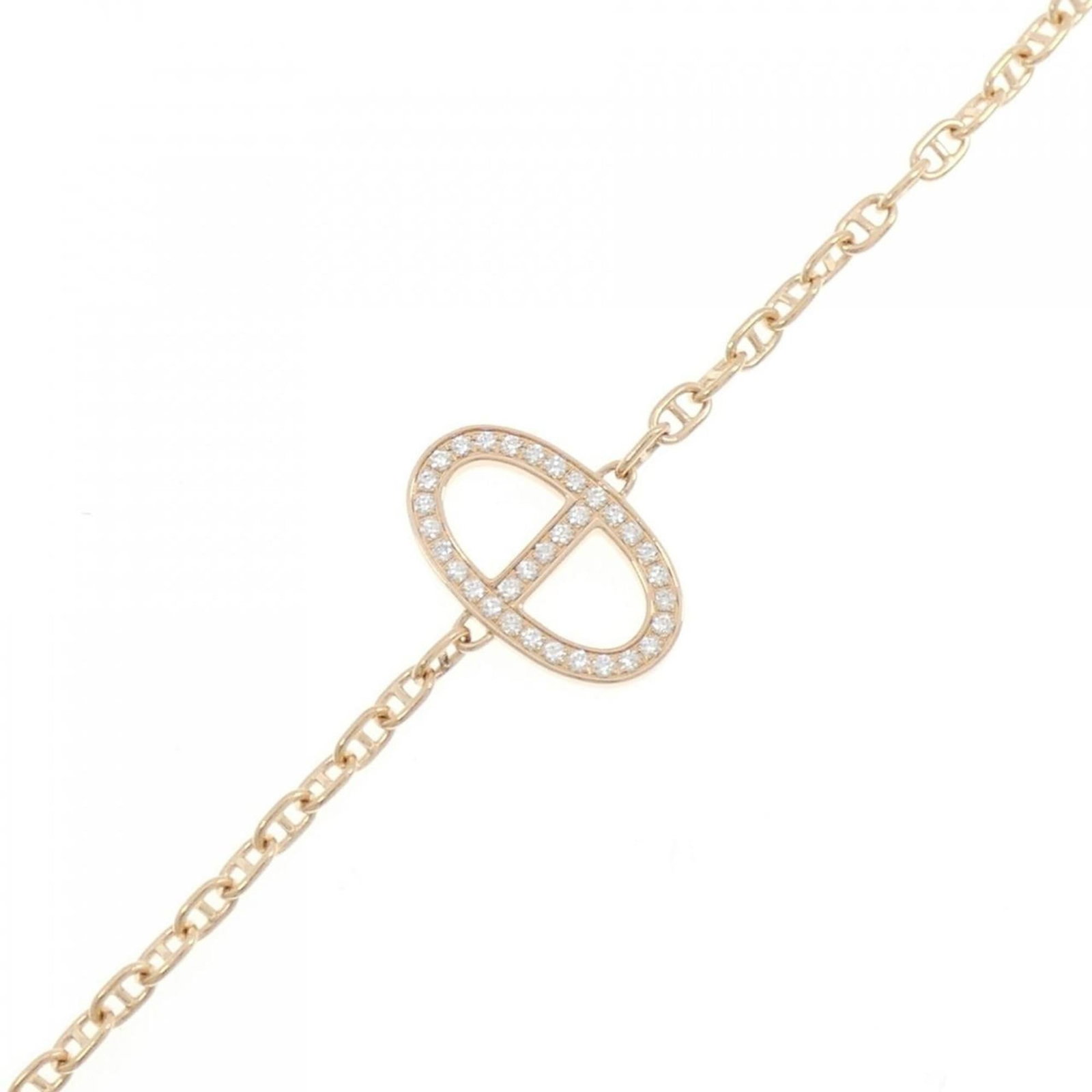 Hermes Charm Bracelet Pink Gold (18K): Hermes Charm Bracelet Pink Gold (18K) A stunning 18K pink gold charm bracelet from the iconic French fashion house Hermes, featuring a beautiful diamond stone and measuring 17.5cm in length. With its 