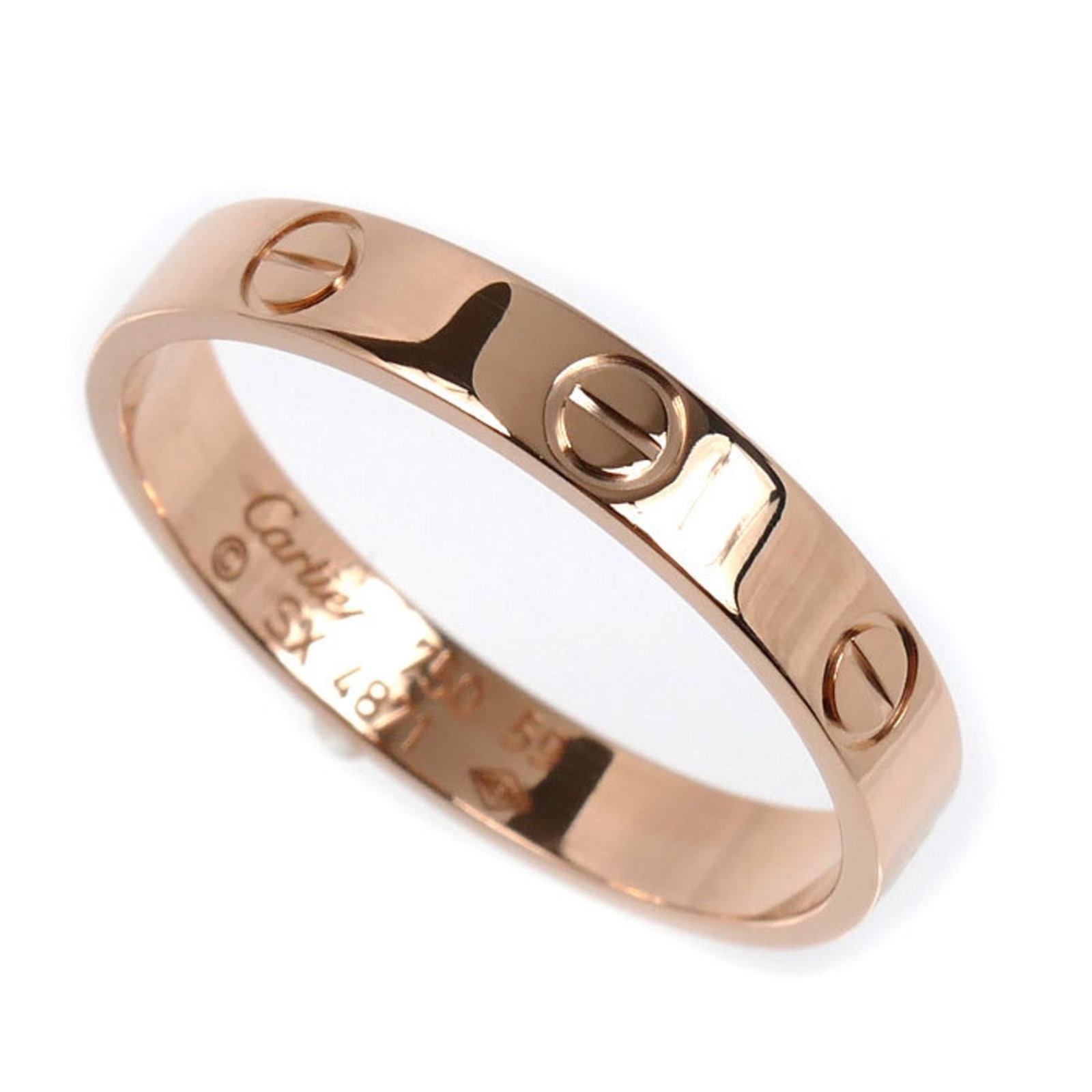 Cartier Band Ring Pink Gold (18K): Cartier Band Ring Pink Gold (18K) A beautiful 18K pink gold Cartier band ring in excellent condition, with a few subtle signs of wear that add to its character. The ring boasts the iconic Cartier desi