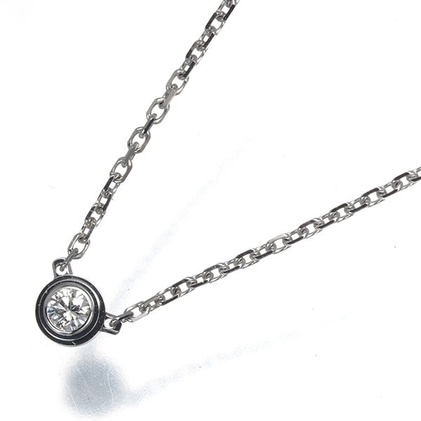 Cartier Diamond Necklace D'Amour in 18K White Gold: Cartier Diamond Necklace D'Amour in 18K White Gold A stunning Cartier Diamond Necklace D'Amour in 18K white gold, this piece showcases a natural diamond as the main stone, set within the iconic d'Amou