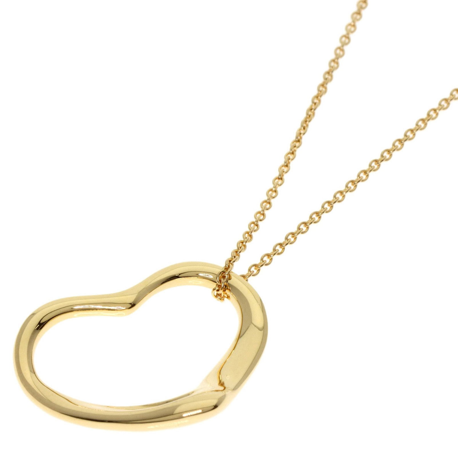 Women's 18K Yellow Gold Tiffany & Co. Open Heart Necklace.: Women's 18K Yellow Gold Tiffany & Co. Open Heart Necklace. A stunning 18K yellow gold Tiffany & Co. Open Heart Necklace, featuring a classic design with intricate details, is up for auction. This