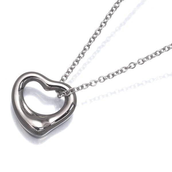Tiffany Co White Gold Open Heart Necklace: Tiffany Co White Gold Open Heart Necklace Elegant and timeless, this Tiffany & Co. White Gold Open Heart Necklace is a stunning piece of jewelry featuring 18k white gold metal purity and a sleek open