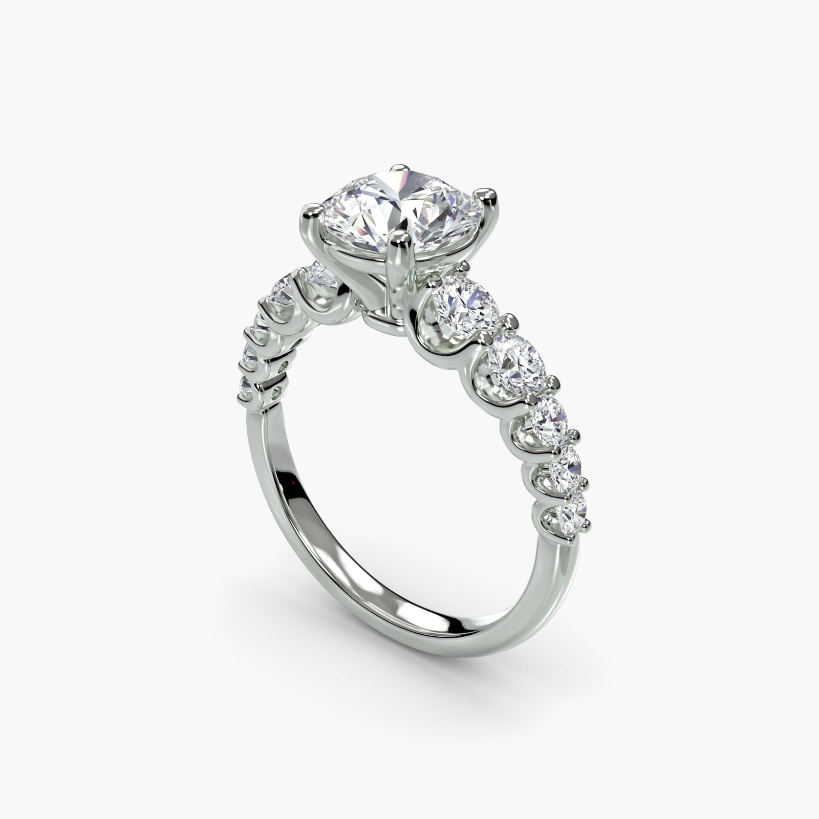 Side Stone Round 950 Platinum Ring Setting - 5
