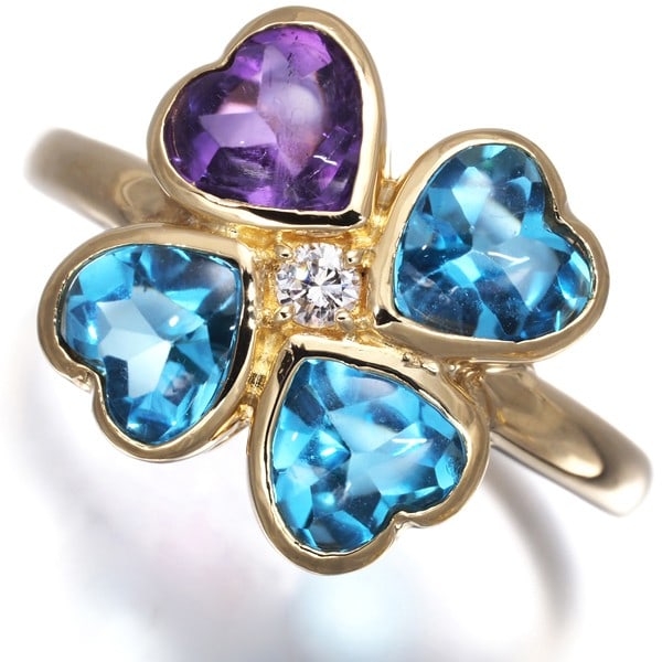 Yves Saint Laurent Ring Amethyst Topaz Diamond Clover Us7.75 18K Yg (1 of 5)