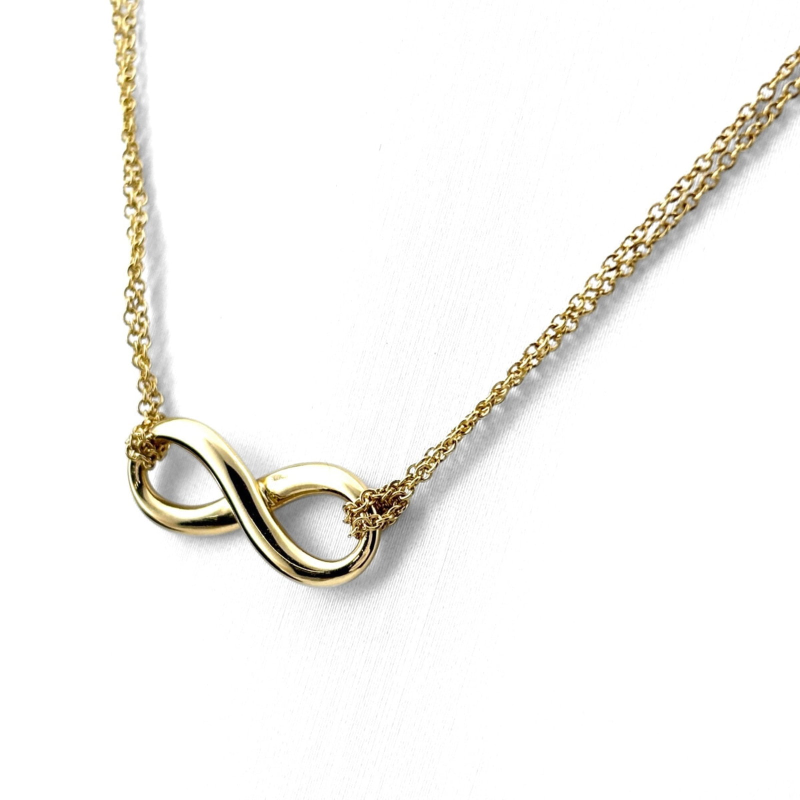 Tiffany & Co. Infinity Necklace, Yellow Gold (YG), Double Strand Pendant 750 Gold, Women's. (1 of 5)