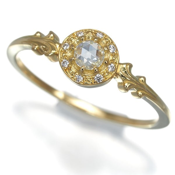 Ahkah Ring Diamond 0.11Ct Rose-Cut Us5 18K 750 Yellow Gold (1 of 5)