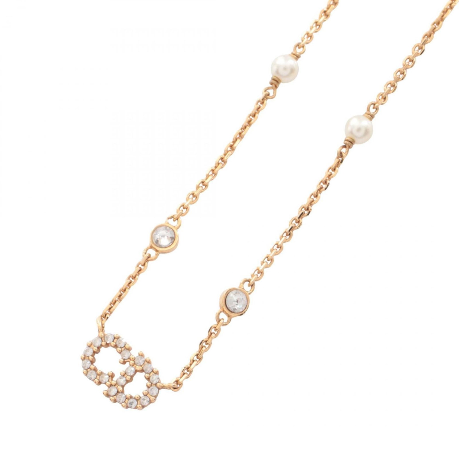 Christian Dior CLAIR D LUNE Necklace, Gold-Plated, with Rhinestones and Faux Pearls, Available in (1 of 5)