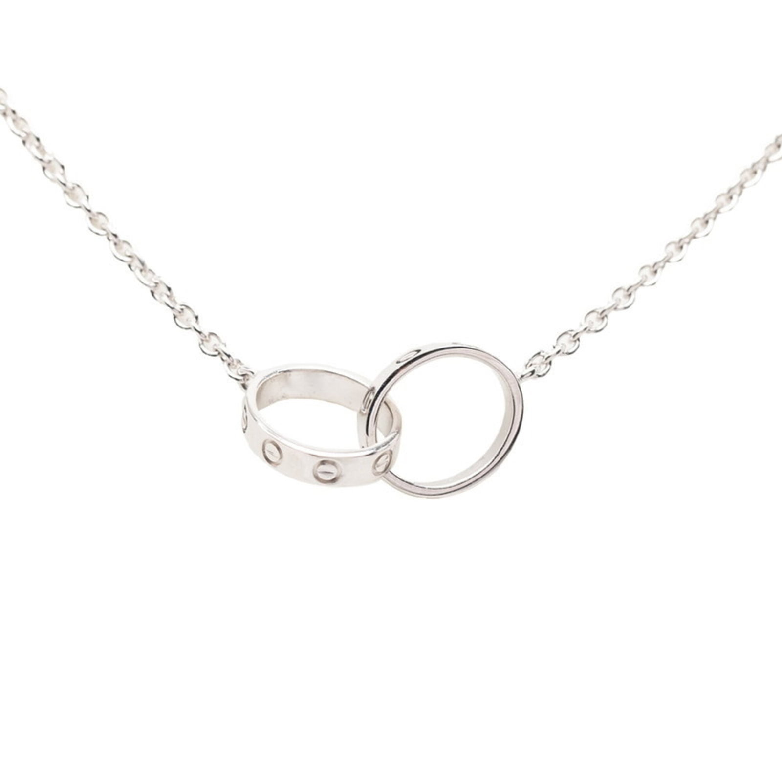 Women's 18KWG White Gold Cartier Baby Love Pendant Necklace: Women's 18KWG White Gold Cartier Baby Love Pendant Necklace A stunning Cartier Baby Love pendant necklace in white gold (18K) awaits you. With its 41cm chain circumference and 11.2mm x 9.7mm pendant