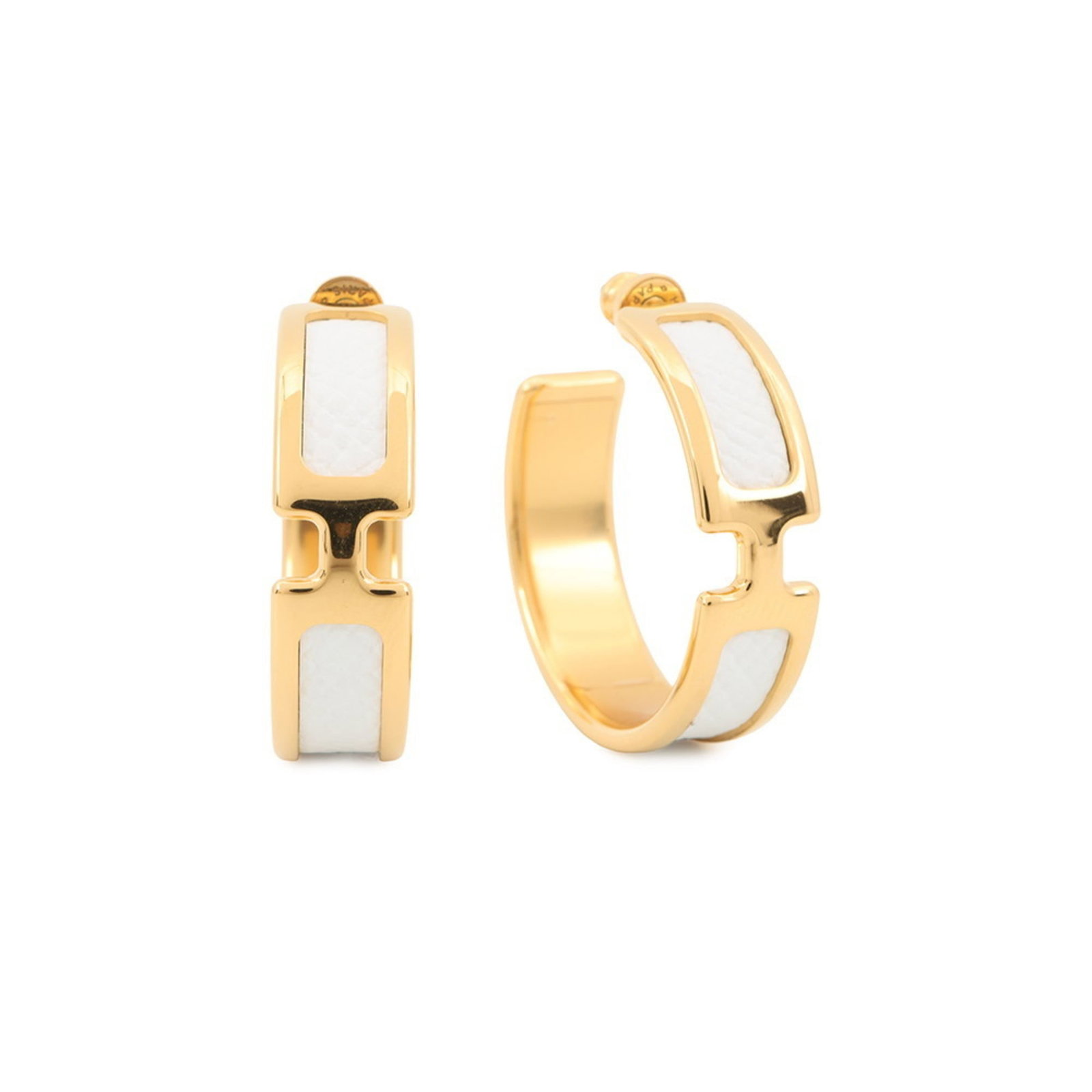 Hermes Epsom White Olympe Earrings (1 of 10)