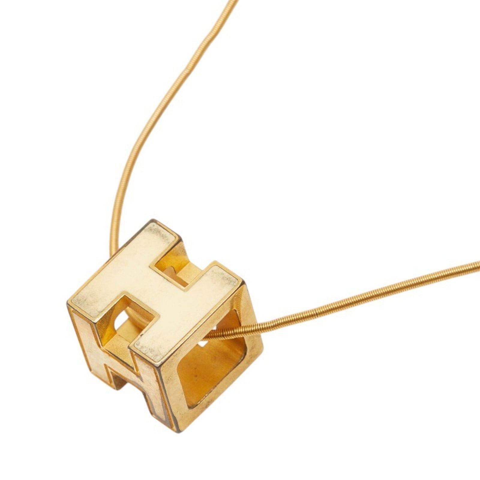 Hermes Cage d'H H-Cube Necklace, Gold Beige Plated, Women's (1 of 9)