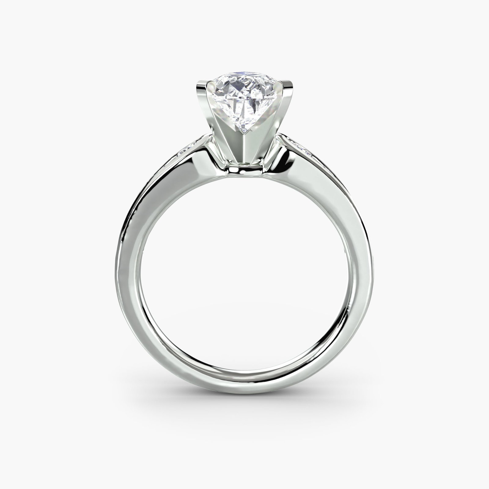 Pave Pear 14Kt White Gold Ring Setting: Pave Pear 14Kt White Gold Ring Setting Elegant and understated, this 14Kt white gold pave pear ring setting boasts 12 side stones totaling 0.341 carats of lab-grown EF/VS color and clarity. The