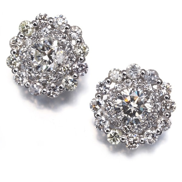 Diamond 0.384Ct/ 0.367Ct/ 0.46Ct/ 0.46Ct Flower Earrings 900 Platinum (1 of 5)