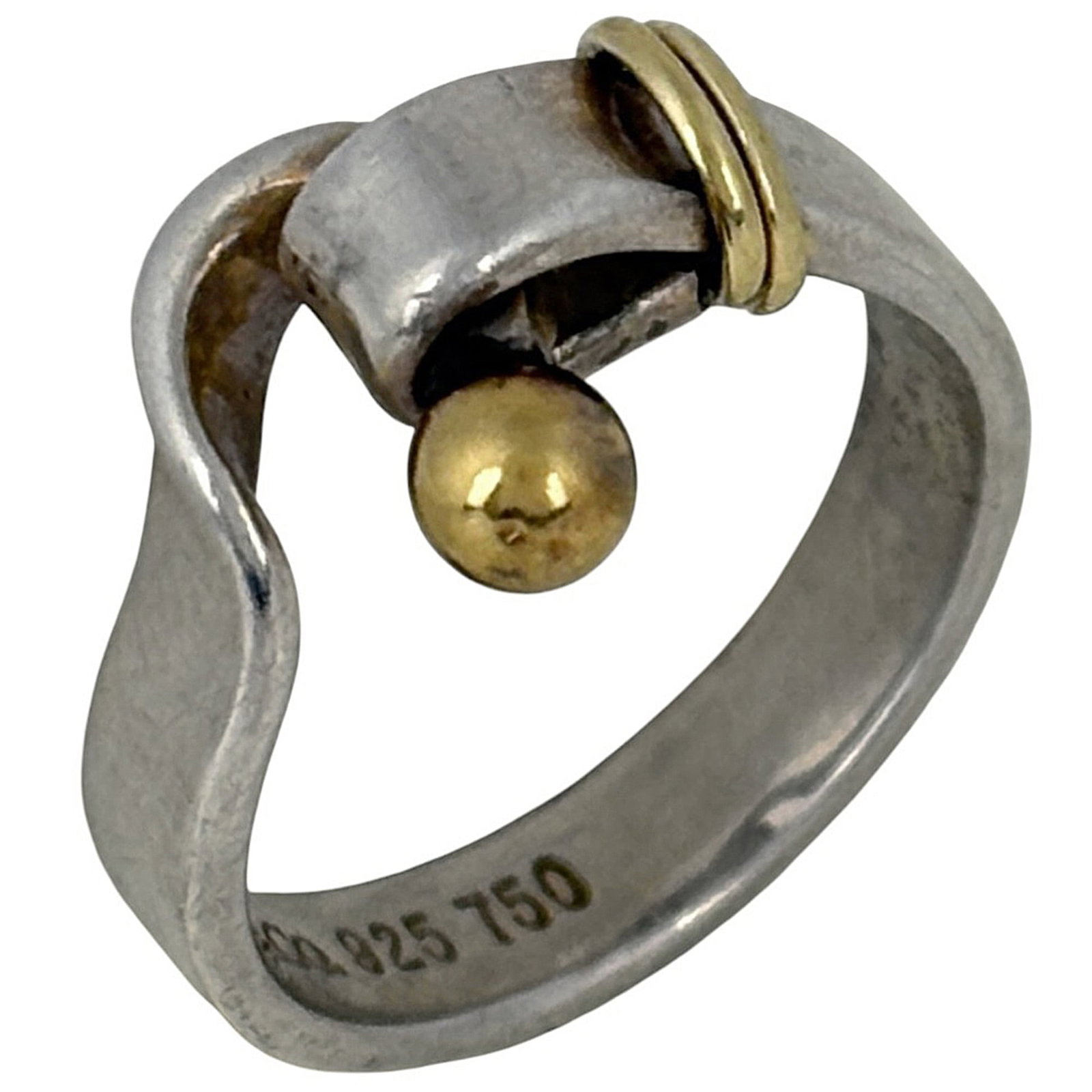 Tiffany & Co. Hook Eye Ring, K18 Gold, Sterling Silver 925/ 750, Women's Ring: Tiffany & Co. Hook Eye Ring, K18 Gold, Sterling Silver 925/ 750, Women's Ring A stunning Tiffany & Co. Hook Eye Ring in sterling silver 925/750, this elegant piece boasts a sleek design with a touch