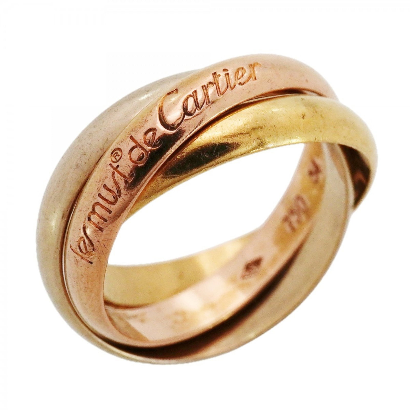 Cartier Band Ring Pink Gold (18K), White Gold (18K), Yellow Gold (18K): Cartier Band Ring Pink Gold (18K), White Gold (18K), Yellow Gold (18K) A Cartier Band Ring in 18K pink gold, white gold, and yellow gold is up for auction. This used ring showcases the classic style o