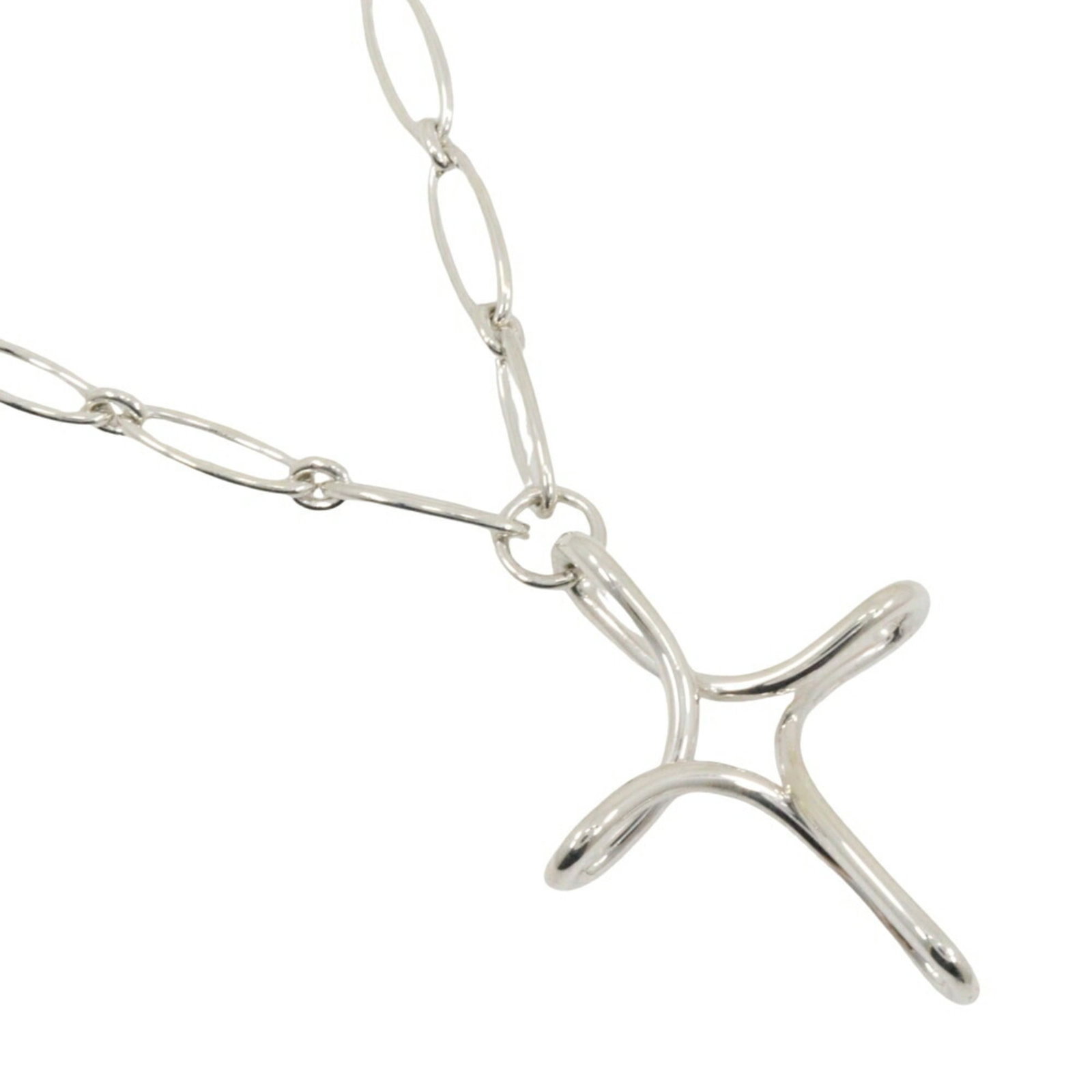 Tiffany & Co. Large Infinity Cross Necklace Elsa Peretti Silver 925 Approx. 22.5g Women's (1 of 9)