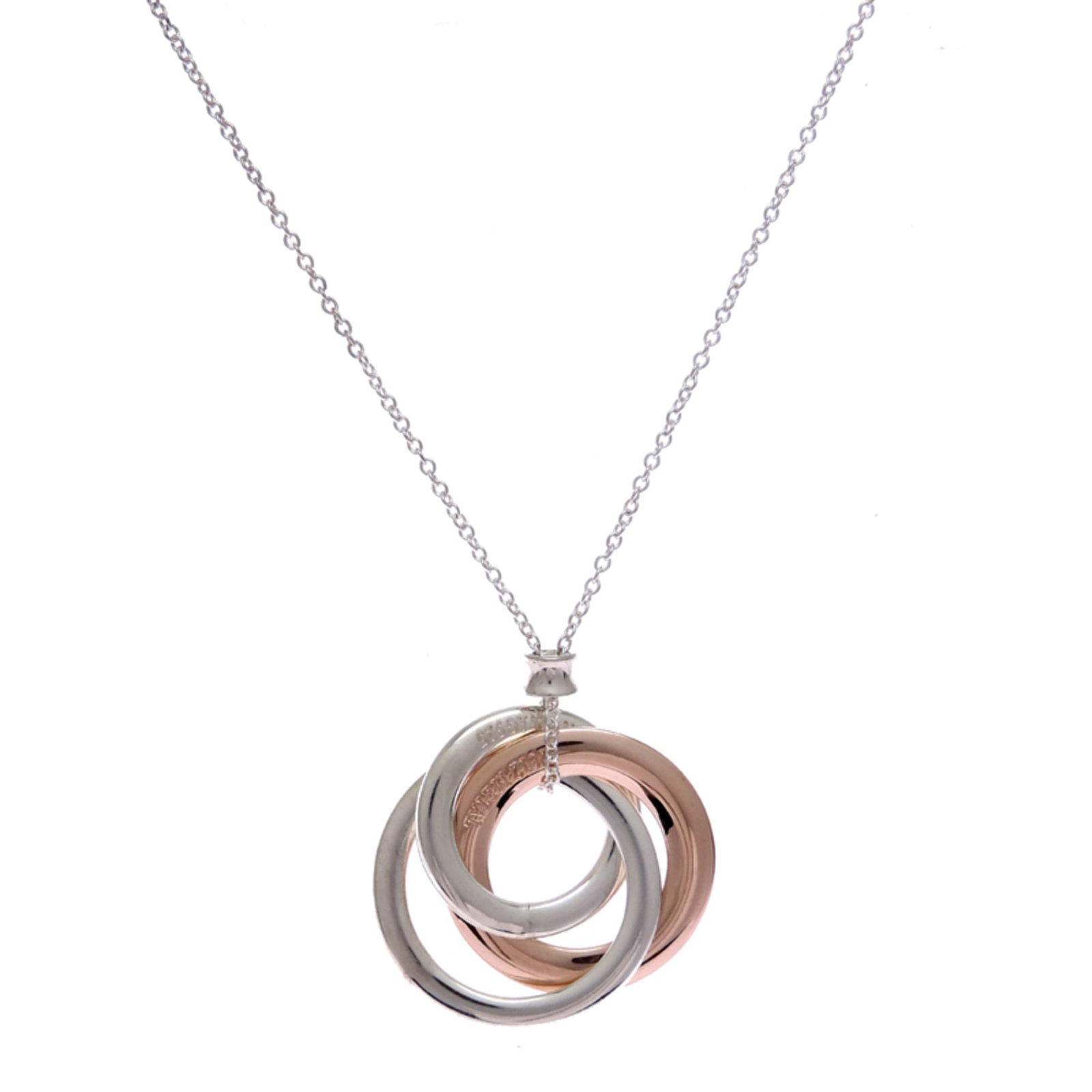 Tiffany and Co Interlocking Circle Women's Sterling Silver Necklace Pink Tone (1 of 9)