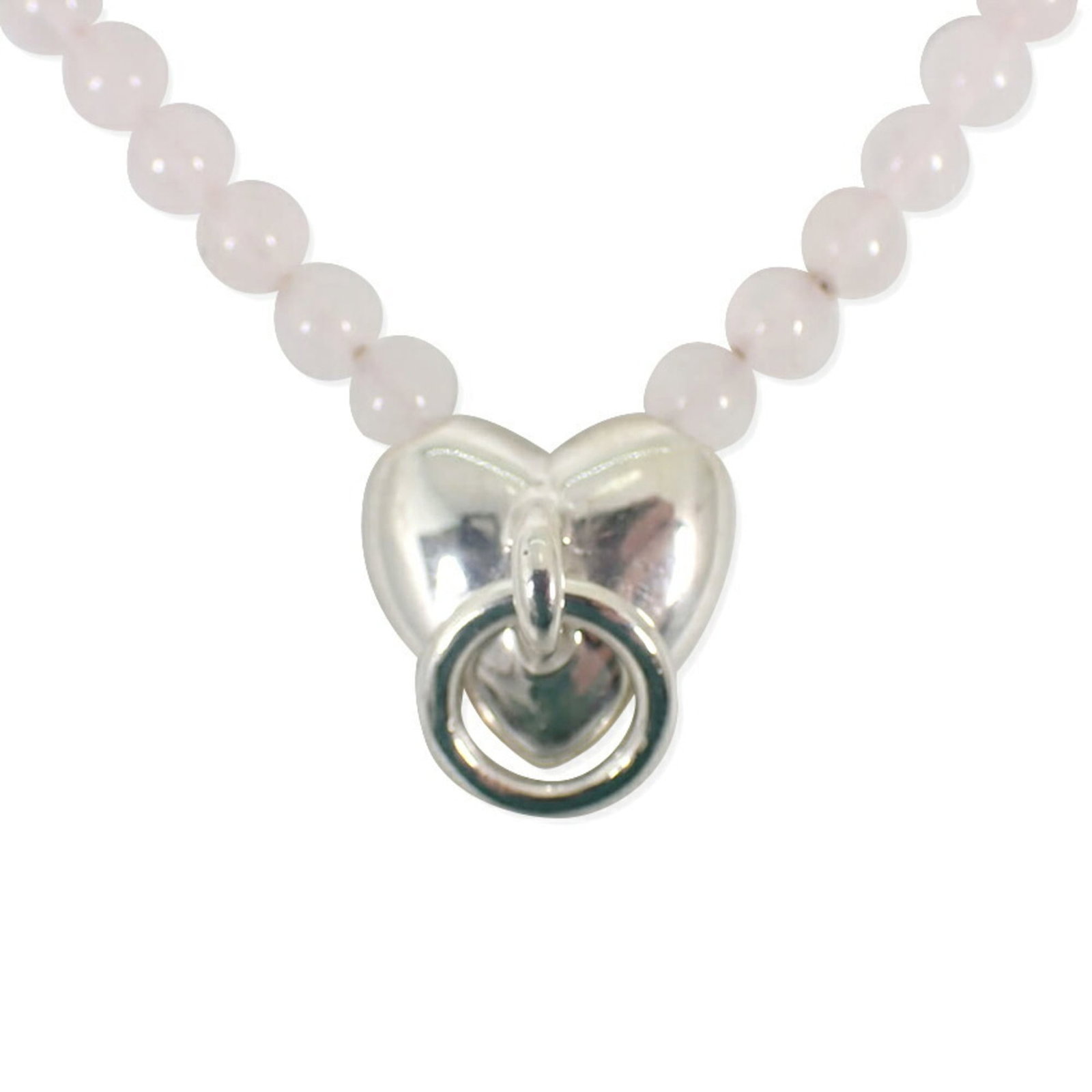 TIFFANY & Co. 925 Rose Quartz Door Knock Heart Pendant Necklace (1 of 9)