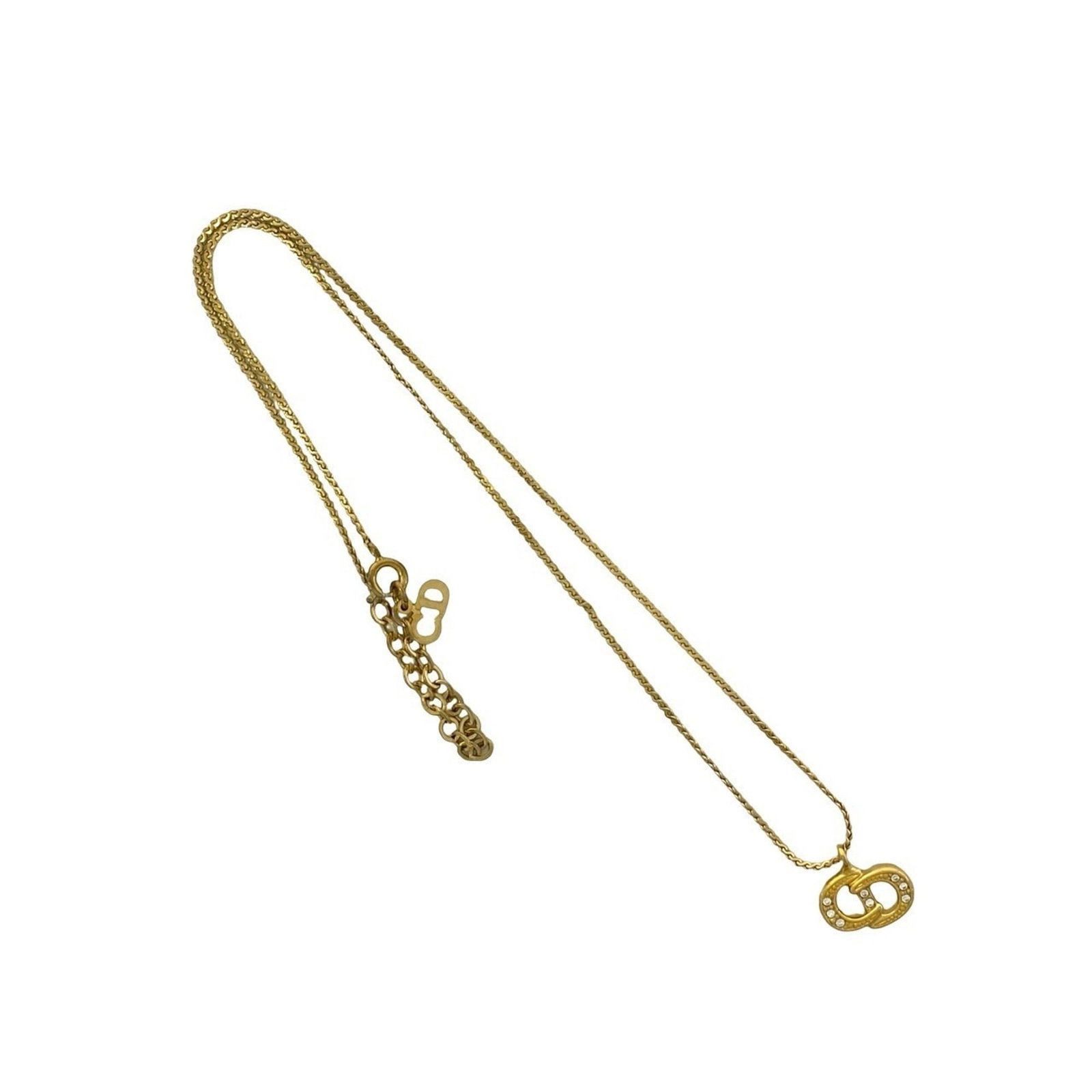 Christian Dior CD Logo Motif Top GP Rhinestone Necklace Pendant Choker Gold 34745: Christian Dior CD Logo Motif Top GP Rhinestone Necklace Pendant Choker Gold 34745 Elevate your style with this stunning Christian Dior CD logo motif top featuring a striking gold rhinestone necklace