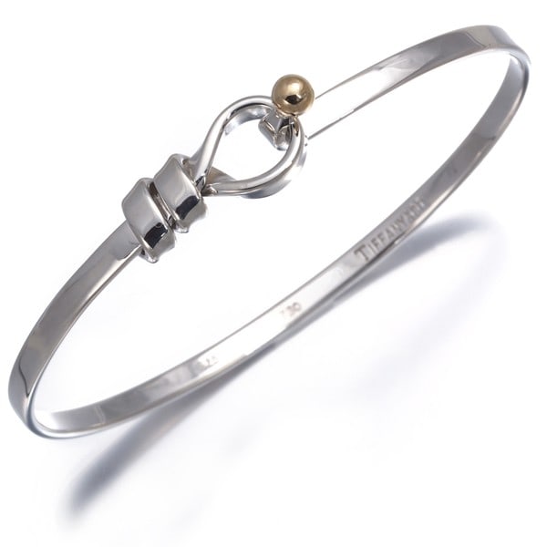 Tiffany & Co. Silver 925 K 18Yg Love Knot Hook Eye Bangle Bracelet (1 of 5)