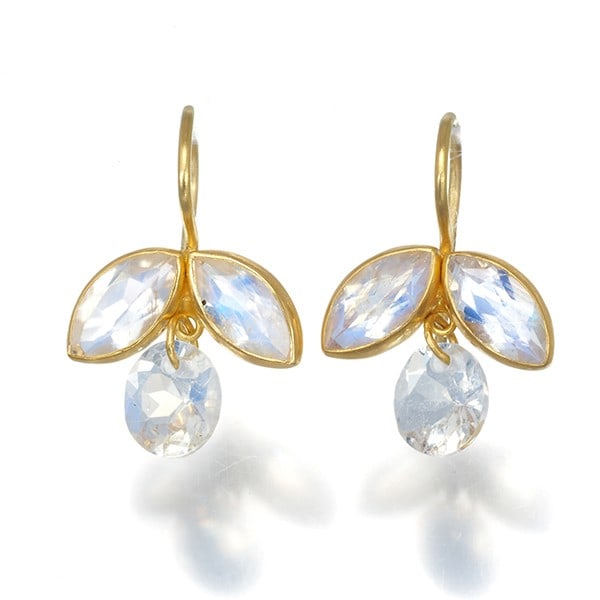 Marie-Helene De Taillac Earrings Moonstone Apple Hook 22K Yellow Gold (1 of 5)