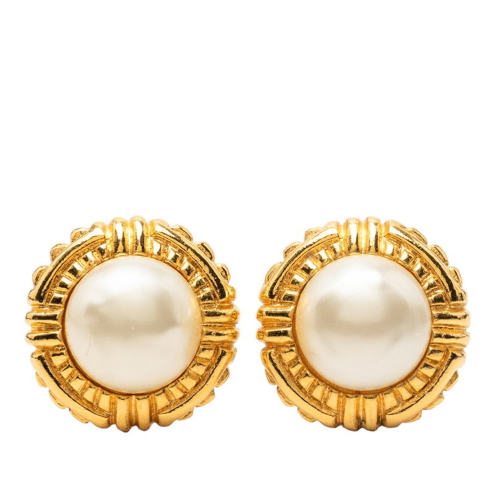 Chanel Clip Earrings Gold Plating: Chanel Clip Earrings Gold Plating Elevate your everyday look with these chic Chanel clip earrings in gold plating. Made from durable gold-plated material, they feature a timeless design that adds a