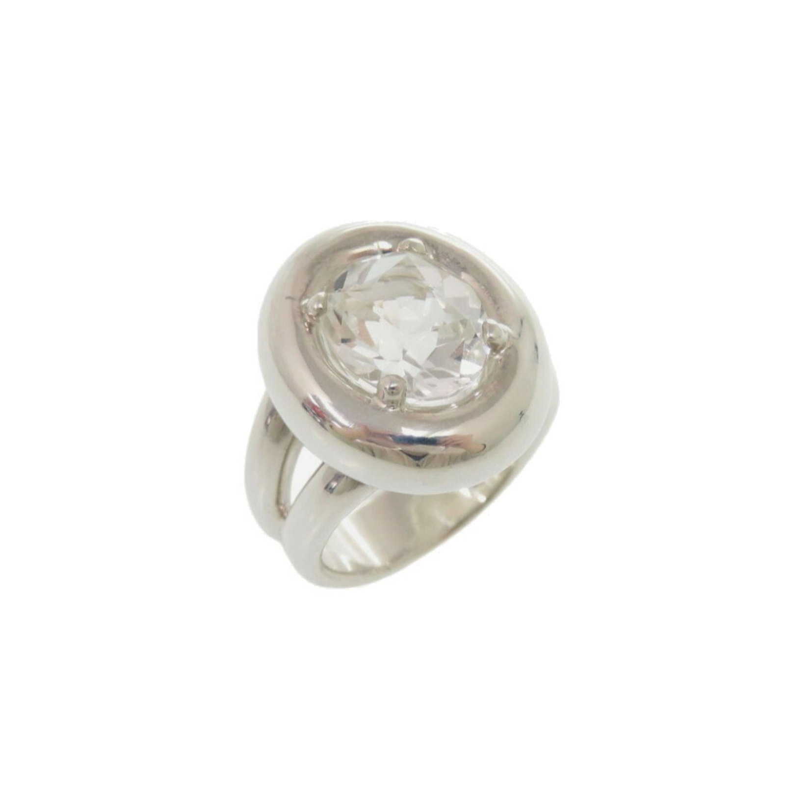 Silver band ring from Hermes.: Silver band ring from Hermes. A sleek and sophisticated silver band ring from renowned luxury brand Hermes, adorned with a beautiful topaz stone. This 925 sterling silver ring boasts a classic design